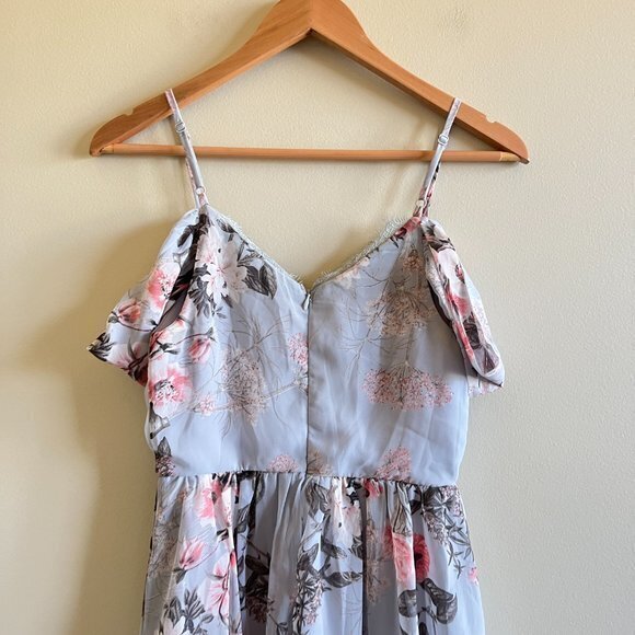 Lulu's Verona Off-the-Shoulder Lace‎ Dress Light Blue Floral Print Womens… - Picture 13 of 13